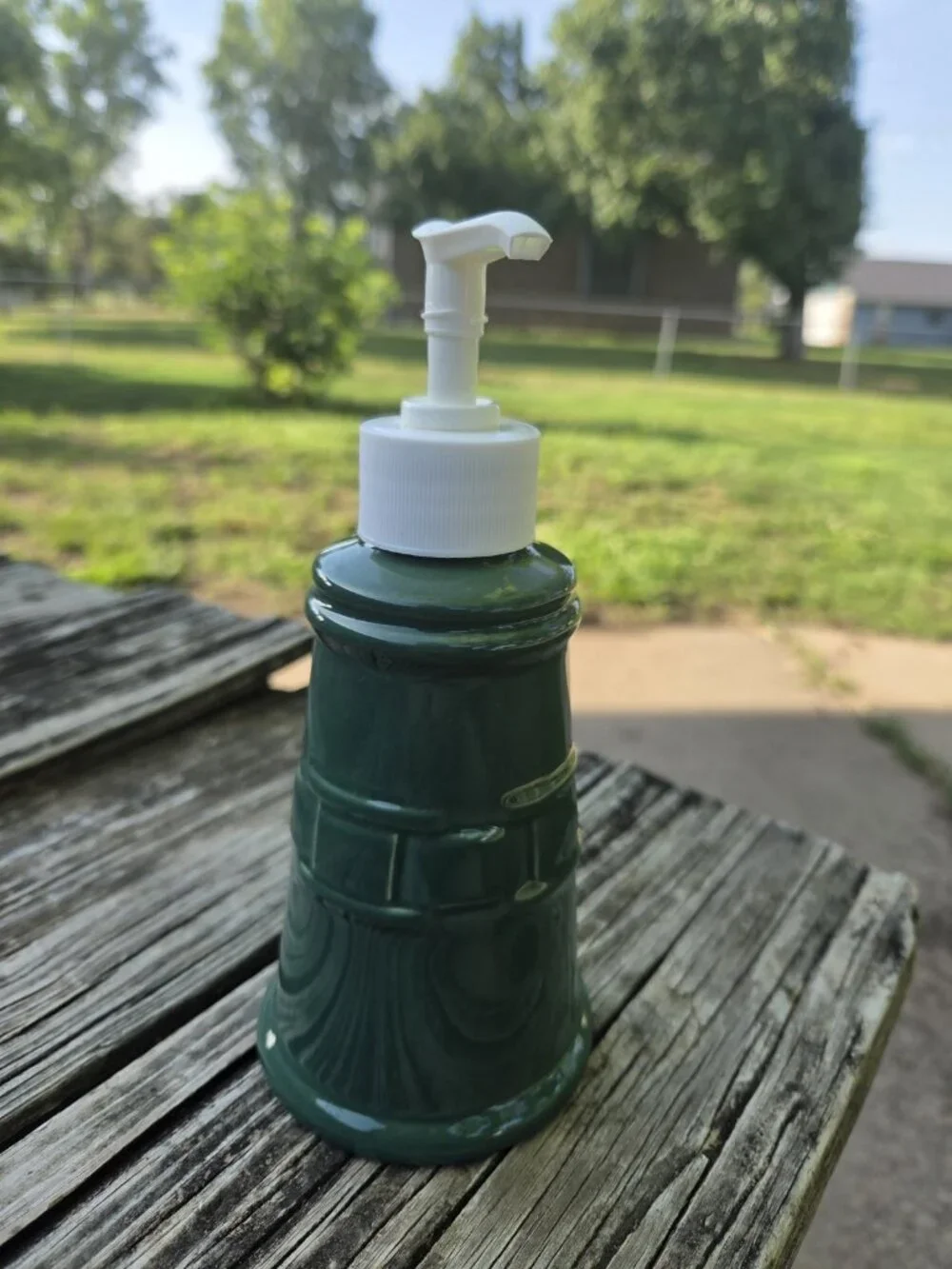 Longaberger Woven Traditions Pottery IVY GREEN Soap/Lotion Dispenser with Pump